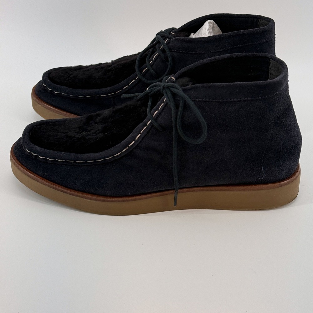 The Great. The Trooper Shoe Suede Shearling Chukka Women's Size 10 Midnight Blue - Picture 11 of 15